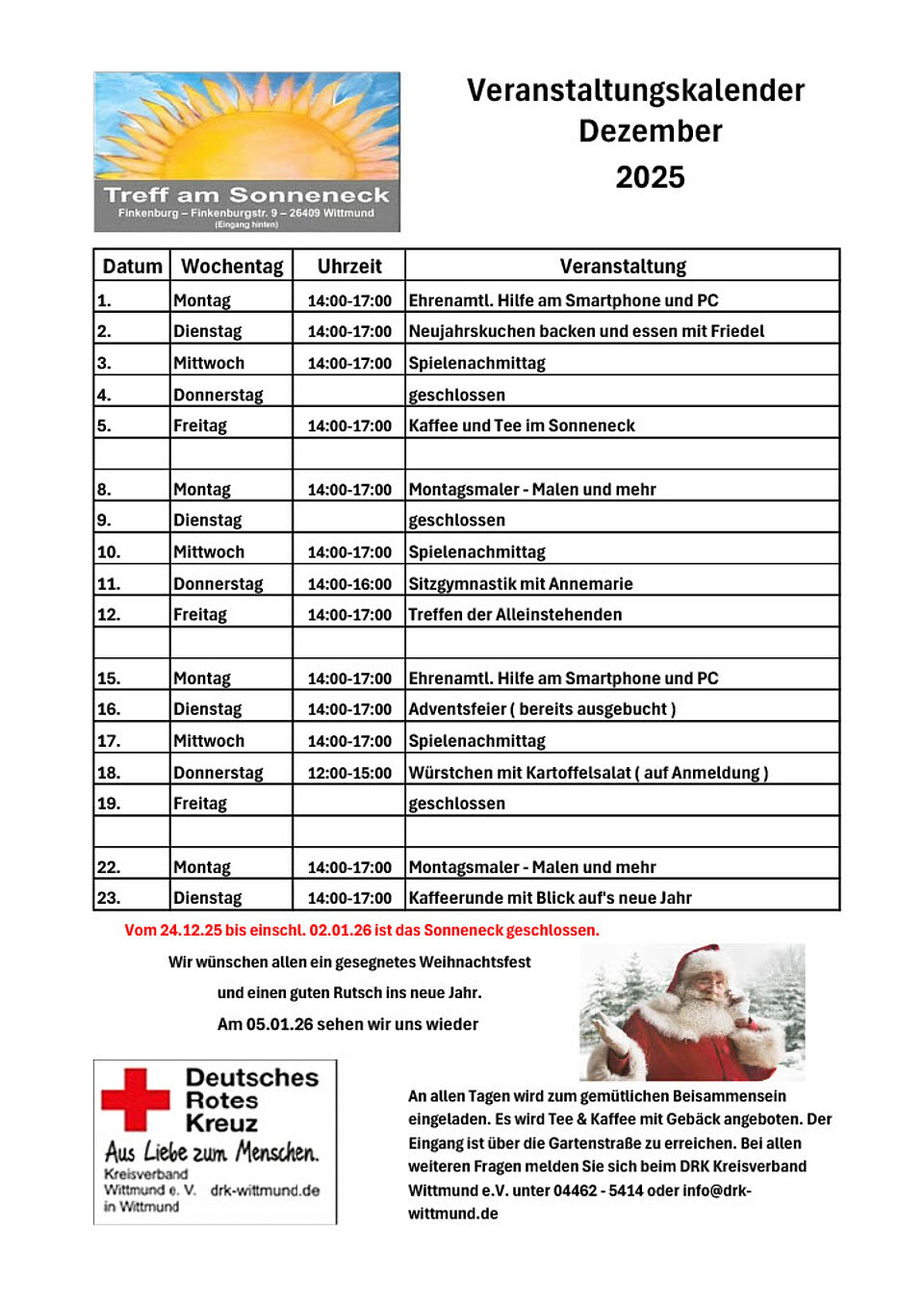 Kalender von Veranstaltungen