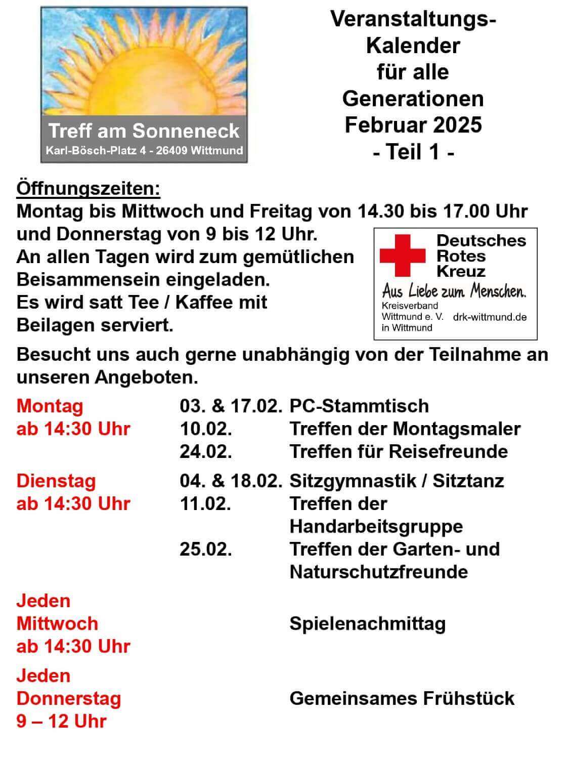 Veranstaltungskalender Februar 2025